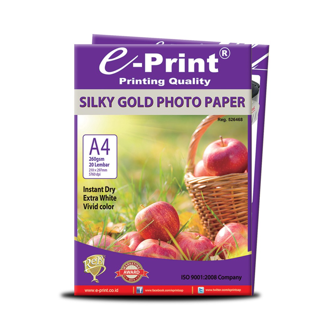 Jual Kertas Foto Silky Gold Photo Paper ukuran A4 260gsm 20lembar e ...