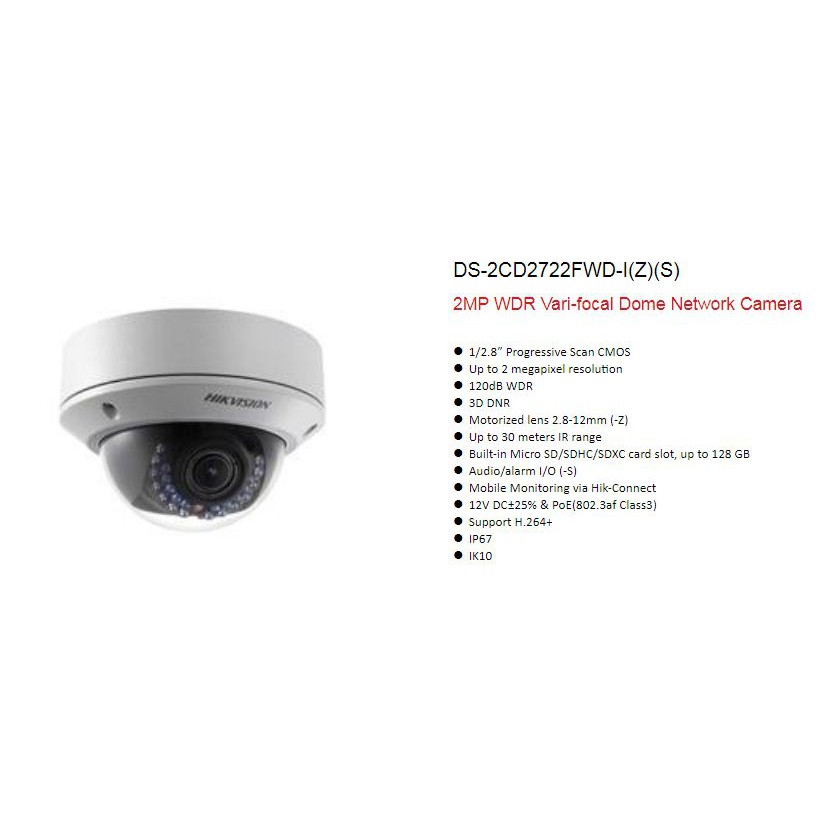 Jual Hikvision CCTV Pro IP Cam DS-2CD2722FWD-IS Vari-focal IR Dome ...
