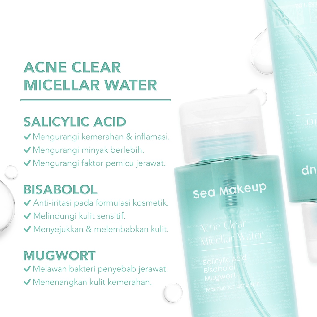 Sea Makeup Micellar Water Pembersih Wajah Makeup Remover Cleansing Water Kulit Sensitif Berjerawat with Salicylic Acid & Bisabololã€BPOMã€‘