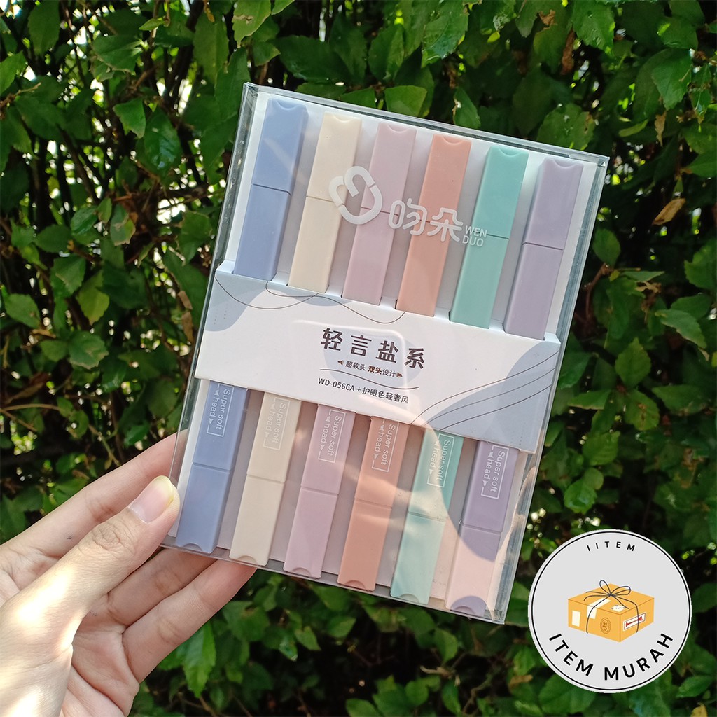 Jual Highlighter Box Pastel Dua Model Ujung 1 Set Isi 6 pcs Textlighter ...
