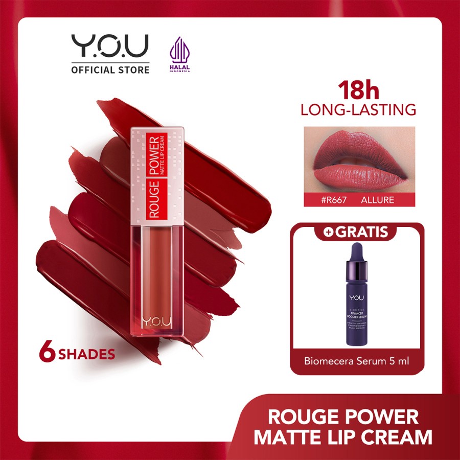 Jual YOU Rouge Power Matte Lip Cream / Matte Finish Nourishing Resmi ...