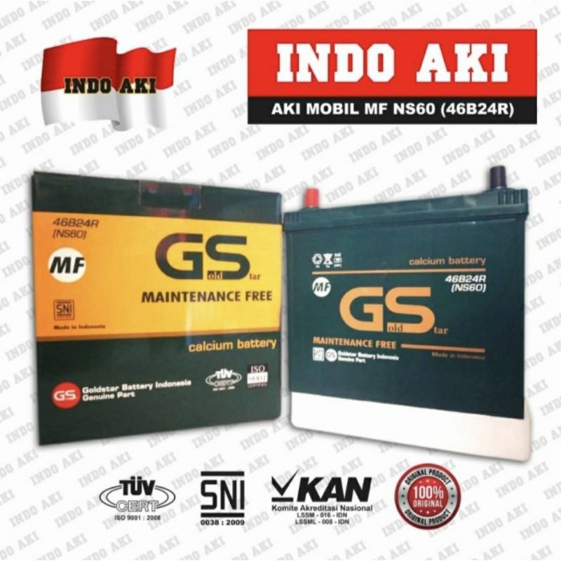 Jual AKI MOBIL MAINTENANCE FREE MF NS60 46B24R AKI KERING Avanza Rush
