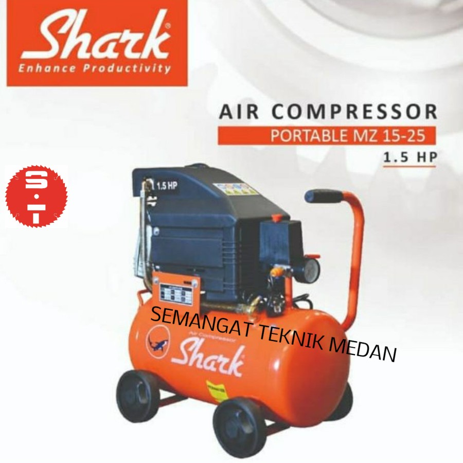 Jual MZ15 25 KOMPRESOR ANGIN UDARA PORTABLE 1 5 1 5 HP 25L SHARK MZ 15 