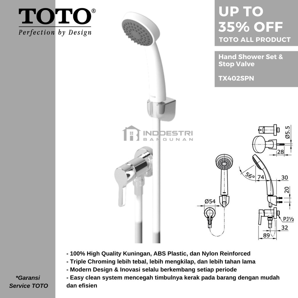 Jual Kran Shower TOTO TX402SP / Hand Shower with Stop Kran TOTO