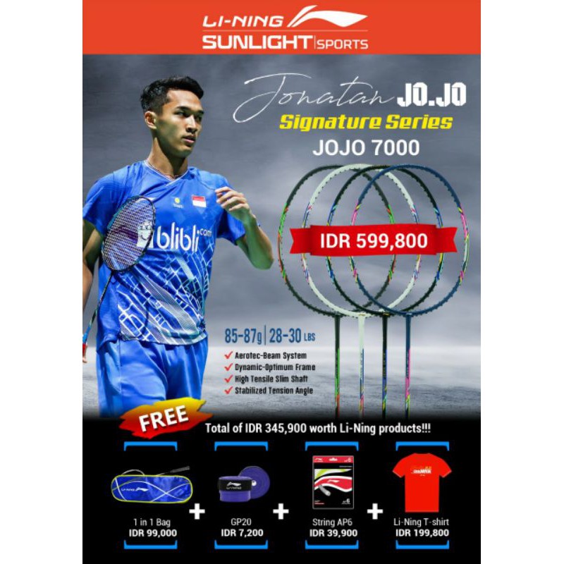 Jual Raket Badminton Lining Signature Series JOJO 7000 / Badminton