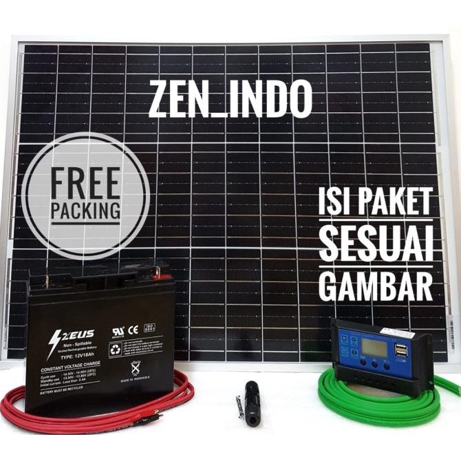 Jual Paket Hemat Solar Panel Surya 50WP + Aki 12v 18 ah | Shopee Indonesia