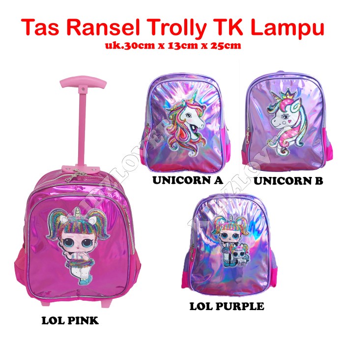 Jual Tas Hologram Lampu Koper Ransel Anak Sekolah TK/PAUD Trolley ...