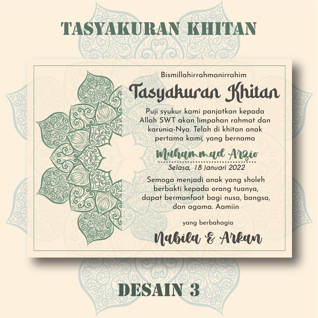 Jual Stiker / Kartu Label Syukuran Khitanan - Tasyakur Walimatul Khitan ...