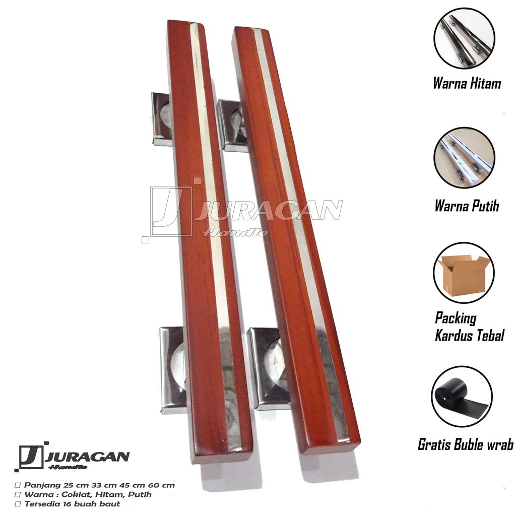 Jual handle pintu 60 cm coklat kayu gagang pintu rumah minimalis tiga