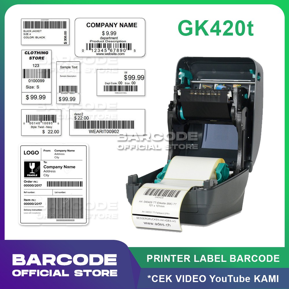 Jual PRINTER BARCODE ZEBRA GK420 PRINT LABEL STIKER THERMAL SEMICOATED