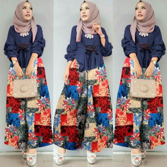 Jual Dijual Set Kulot Asoka Navy Baju Setelan Muslim Busana Muslim