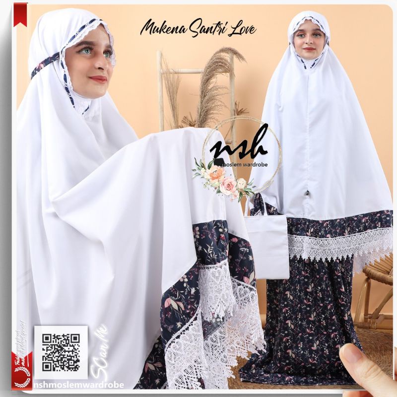 MUKENA SANTRI RENDA LOVE PUTIH | MUKENA DEWASA