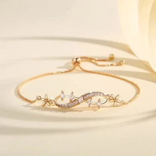 Lanme Jewelry Gelang Inisial Titanium Wanita Love Desain Fashion Aksesoris Gelang Serut Perhiasan Emas Y656