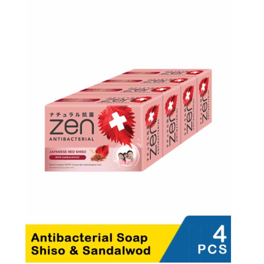 Jual Zen Anti Bacterial Body Soap Sabun Batang Shiso And Sandalwod 4x80g