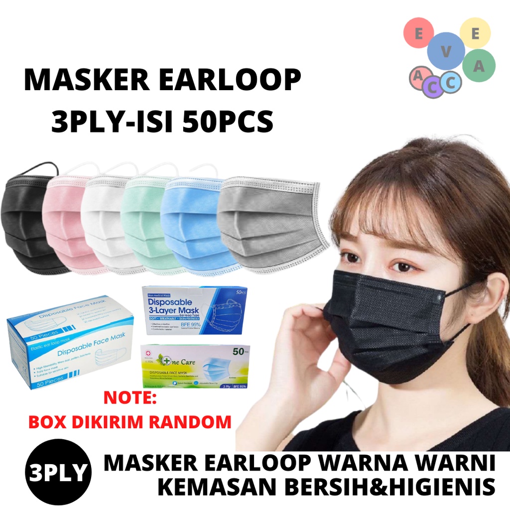 Jual Masker 3ply Isi 50pcs / Face Mask / Disposable Mask / Masker 3ply ...