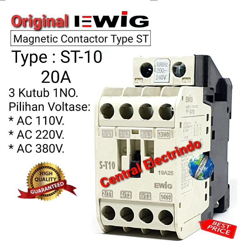 Jual Kontaktor Contactor ST-10 AC 220V EWIG. | Shopee Indonesia