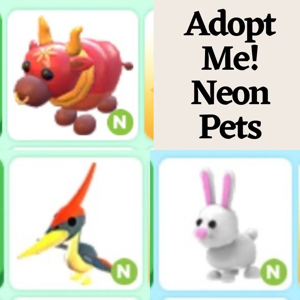 Jual Neon Pets Adopt Me - Neon Lunar Ox - Neon Bunny - Neon Glyptodon ...