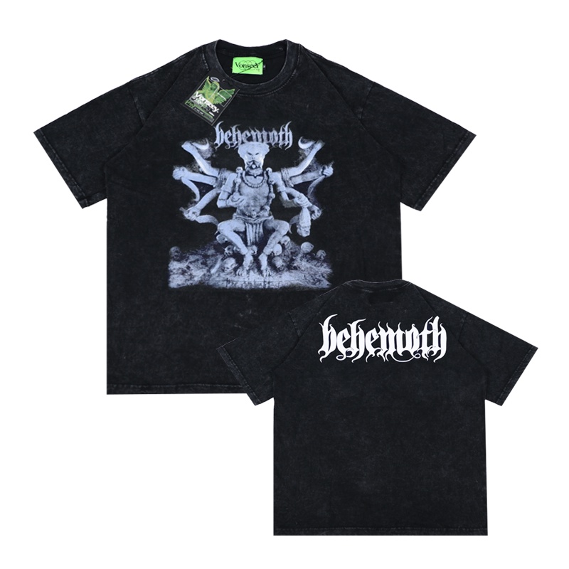 Jual Vonseey Tshirt Oversize - Behemoth Statue - Wash Black Unisex 