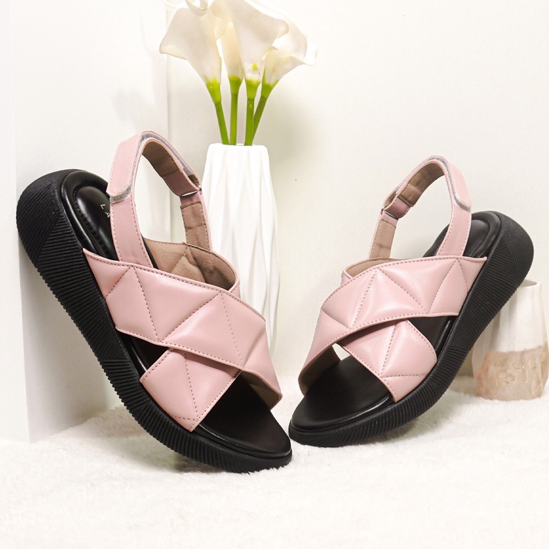 Jual Lapepa Yuk Sepatu Sandal Wanita Wedges Jovita Model Ban Dua Tali Strap Belakang Hak