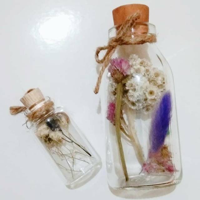 Jual Bunga Asli Dalam Botol/Surat Botol/dried flower/Botol Tutup ...