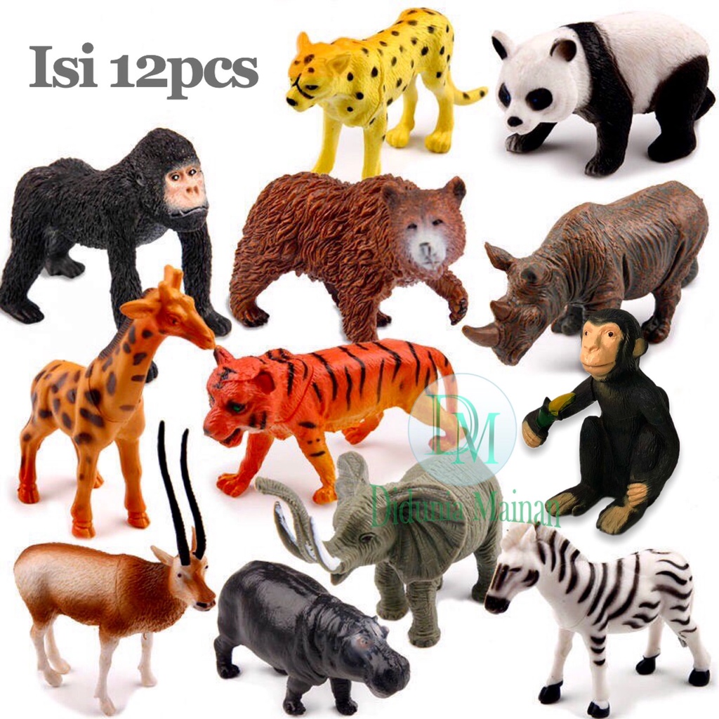 Jual mainan hewan karet koleksi anak binatang set wild animal figure ...