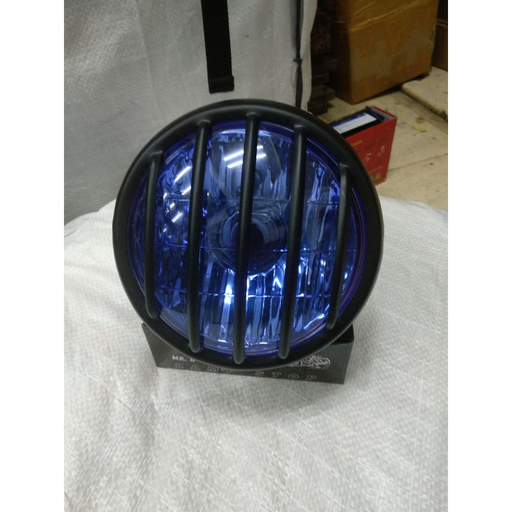 Jual HEADLAMP LAMPU DEPAN MOTOR BULAT VARIASI CUSTOM MODEL BATOK GARIS