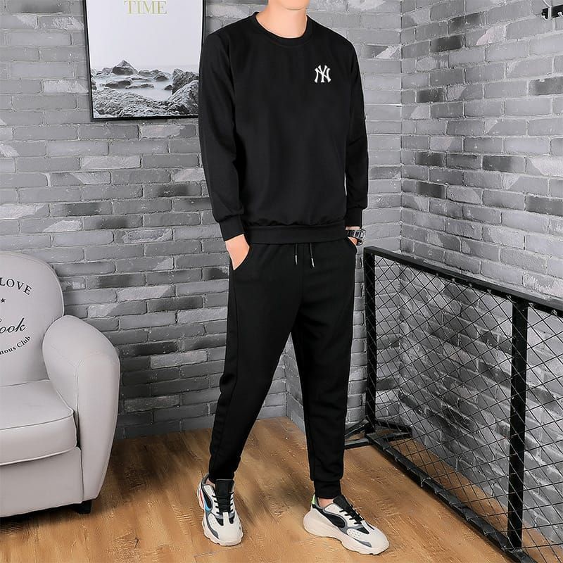 Setelan Baju NY Cowok Kaos Lengan Panjang dgn Celana Panjang Distro  Terbaru