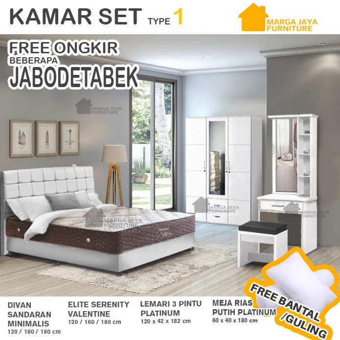 Jual Kamar Set Elite Serenity Valentine + Lemari Pakaian 3 Pintu + Meja ...