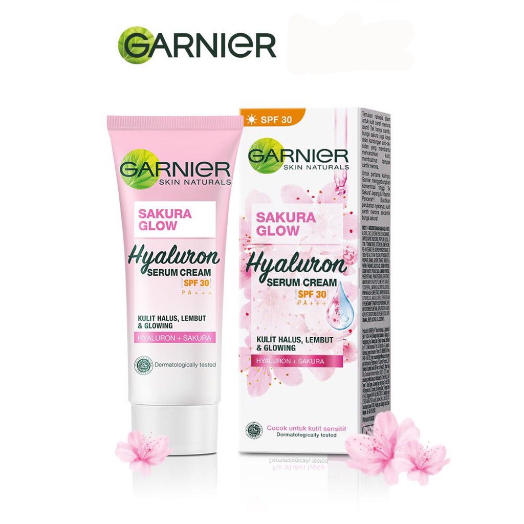 Jual Garnier Sakura Glow Hyaluron serum cream/Whitening cream SPF 30