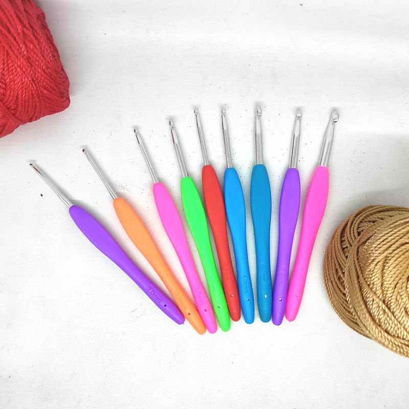 Jual Hakpen, Jarum Rajut, Crochet hook, ujung aluminium pegangan karet ...