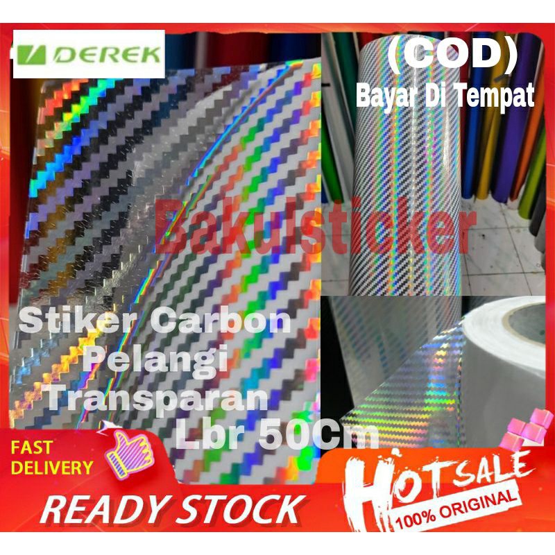 Jual Stiker Skotlet Carbon Pelangi Hologram Transparan Skotlet Motor