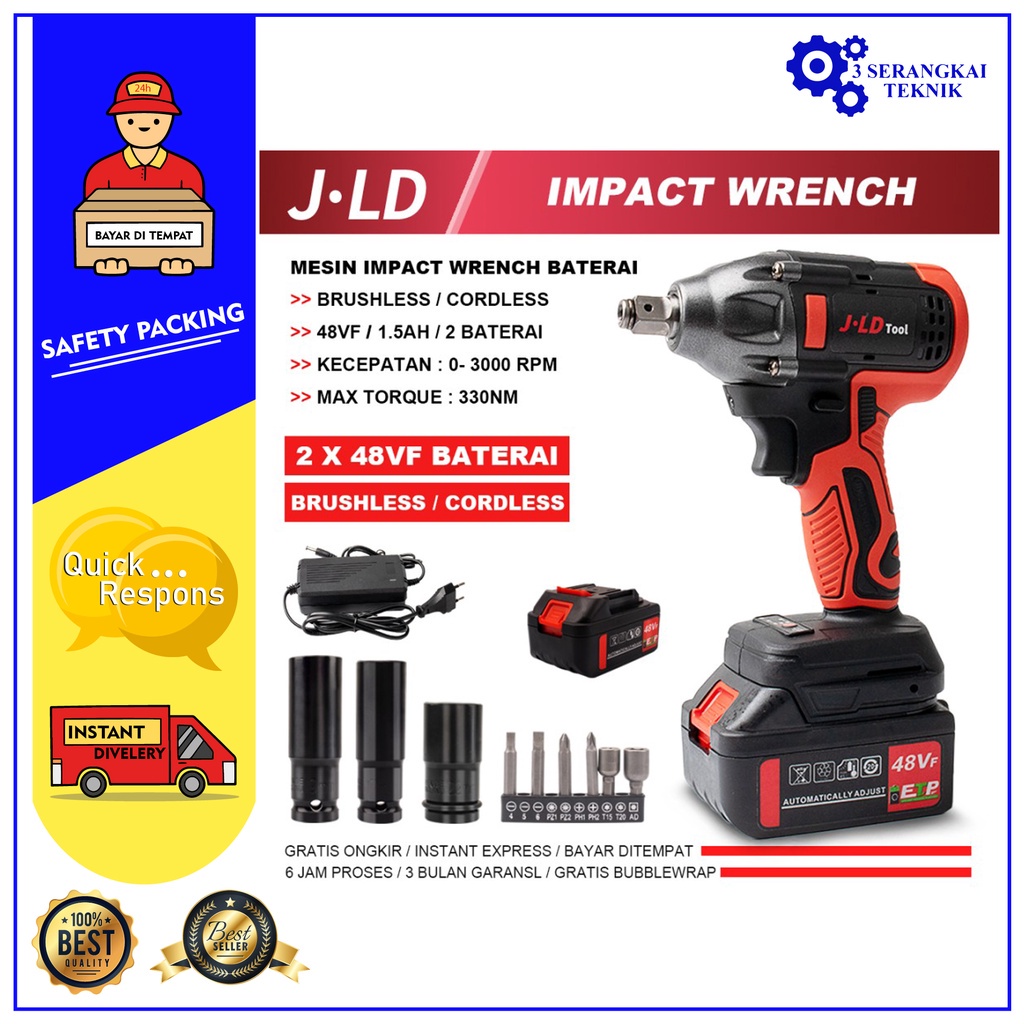 Jual Cordless Impact Wrench Brushless Bor Baterai Jv88 48 Volt By Jld Tools Mesin Pembuka Baut 7663