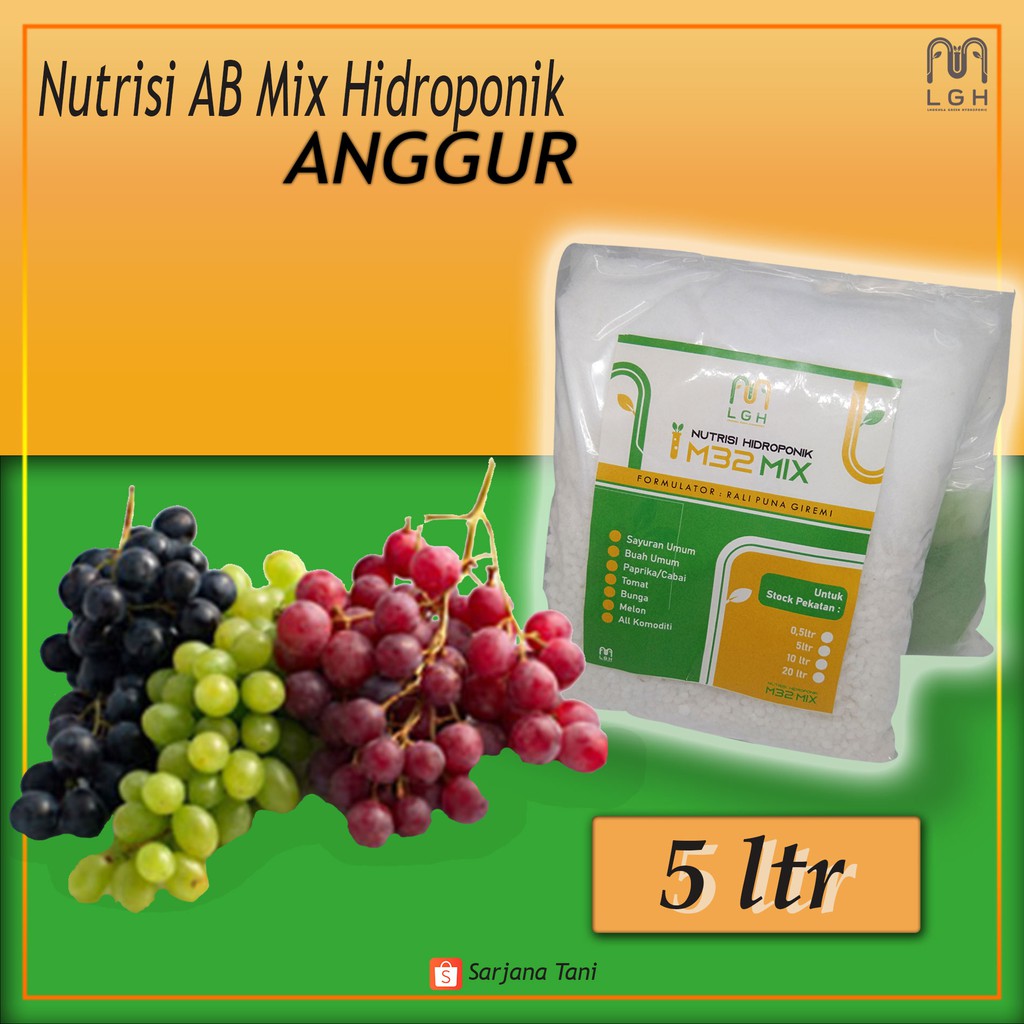 Jual Nutrisi AB Mix/Pupuk Hidroponik M32 Mix [Anggur] Pekatan 5 Liter ...