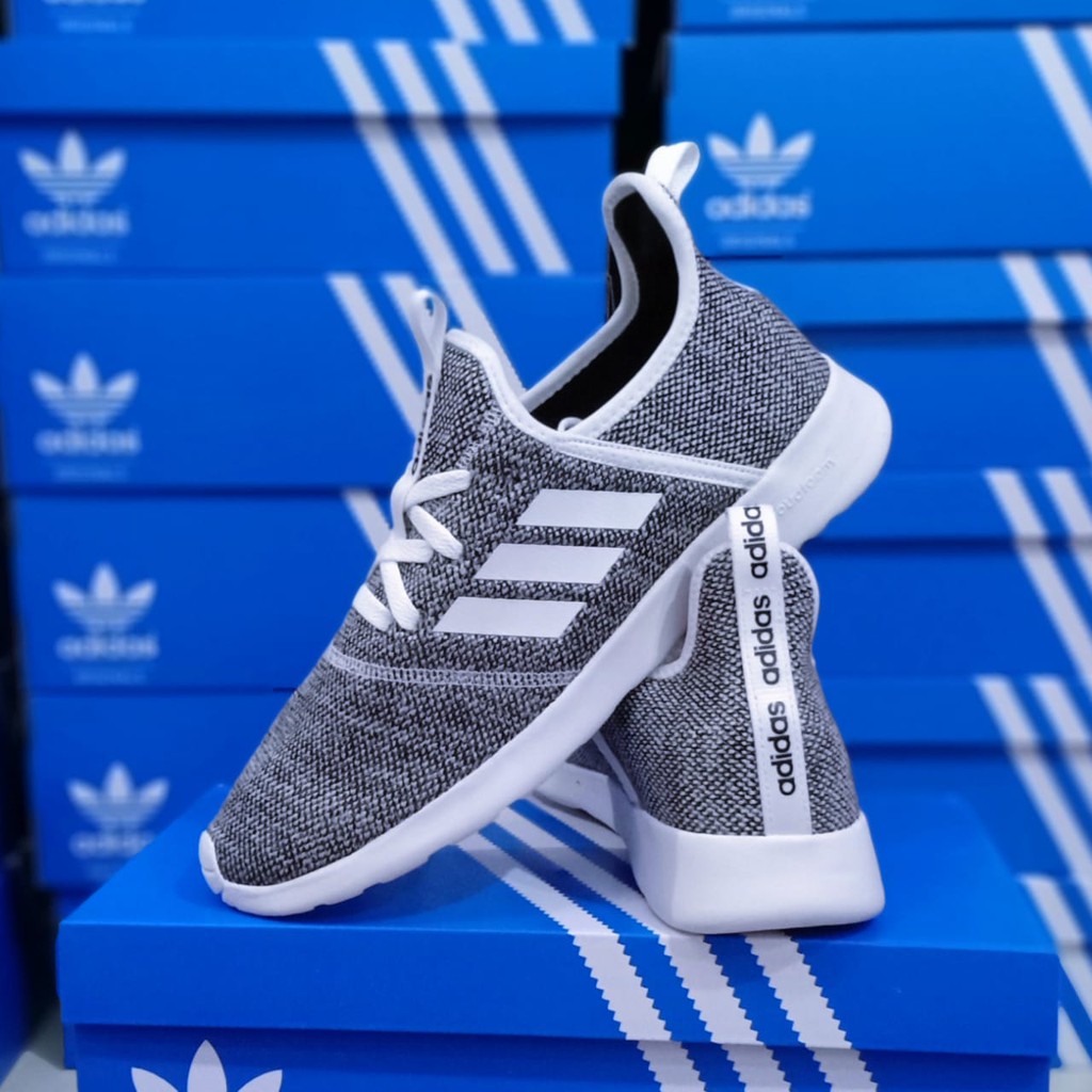 Jual Sepatu Adidas CF Pure Grey White Original Sneakers Running Pria Shopee Indonesia