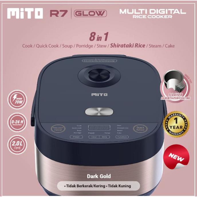 Jual Ricecooker Mito R7 Glow 8 in 1 Rice Cooker Kualitas Jepang Navy