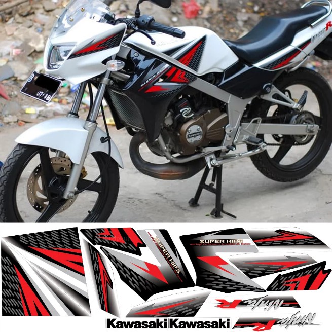 Jual Stiker Striping Ninja R 2013 Putih Bisa Vernis Cuting Mesin