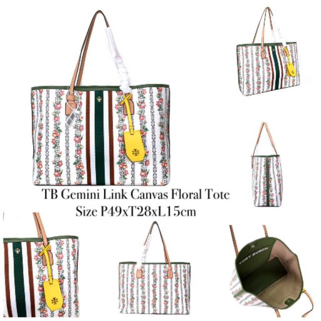 Tory burch gemini online link canvas floral tote