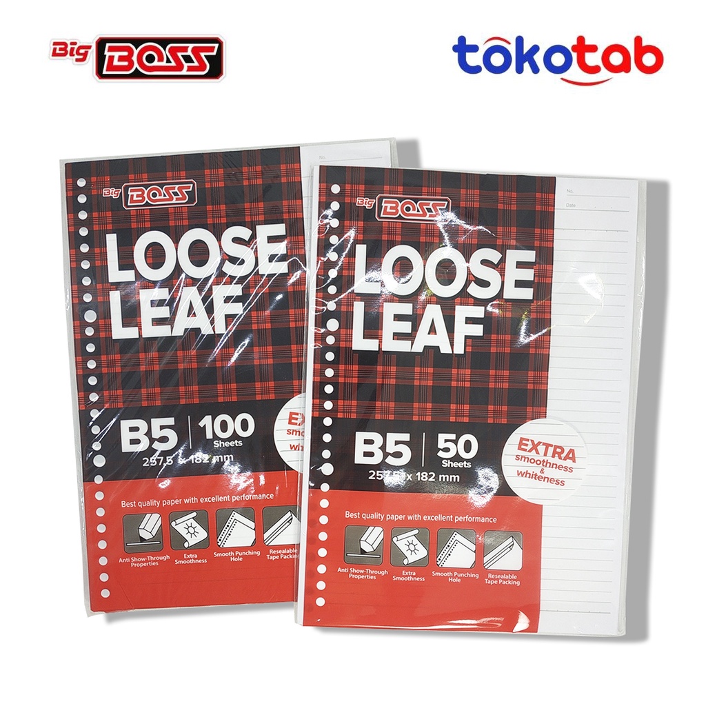 Jual Tokotab - Loose Leaf Kertas Binder BIGBOSS B5 A5 Garis Lined Polos ...