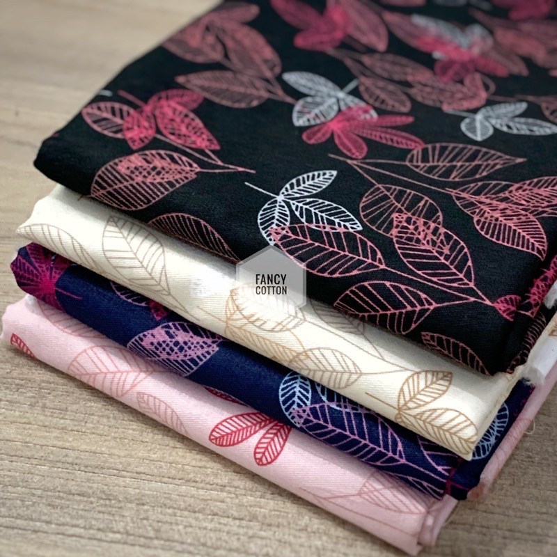 Jual Kain Katun Jepang Motif Fancy Leaves V1 Series D0112 Shopee