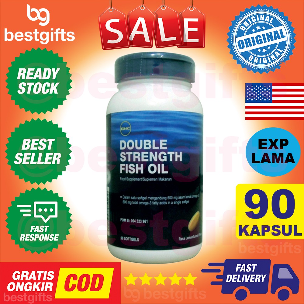 Jual GNC DOUBLE STRENGTH FISH OIL OMEGA 3 600 MG MINYAK IKAN JANTUNG