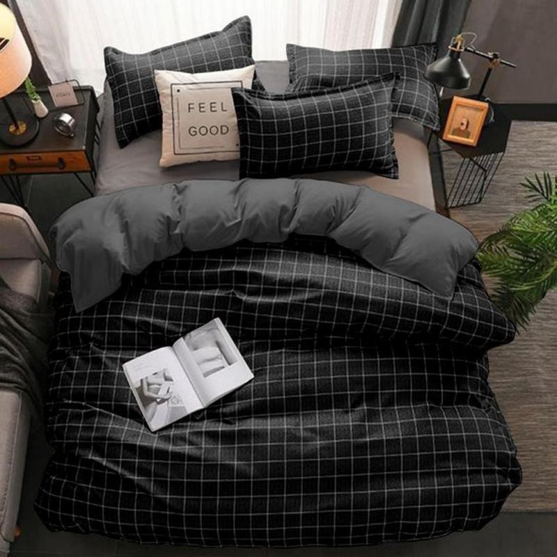 Jual SEPRAI MOTIF AESTHETIC BLACK SQUARE KOTAK HITAM/ NAVY/ABU SPREI ...