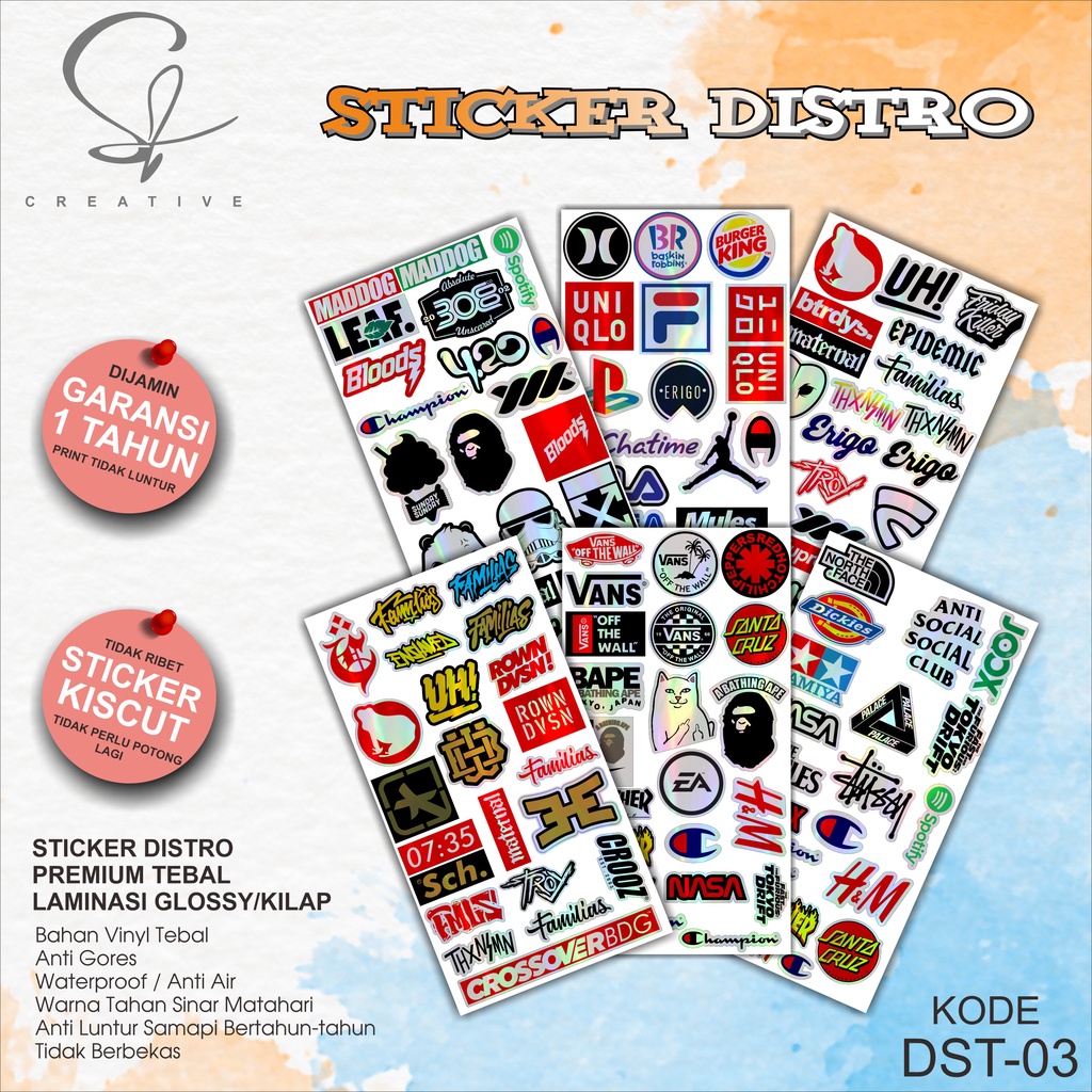 Jual Sticker Pack Distro Aesthetic Hologram Dst-03 Paket Komplit ...