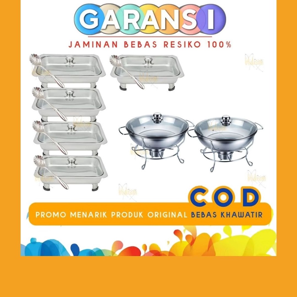 Jual Paket Prasmanan Set Stainless 2 Bulat 5 Kotak Tutup Full Kaca ...