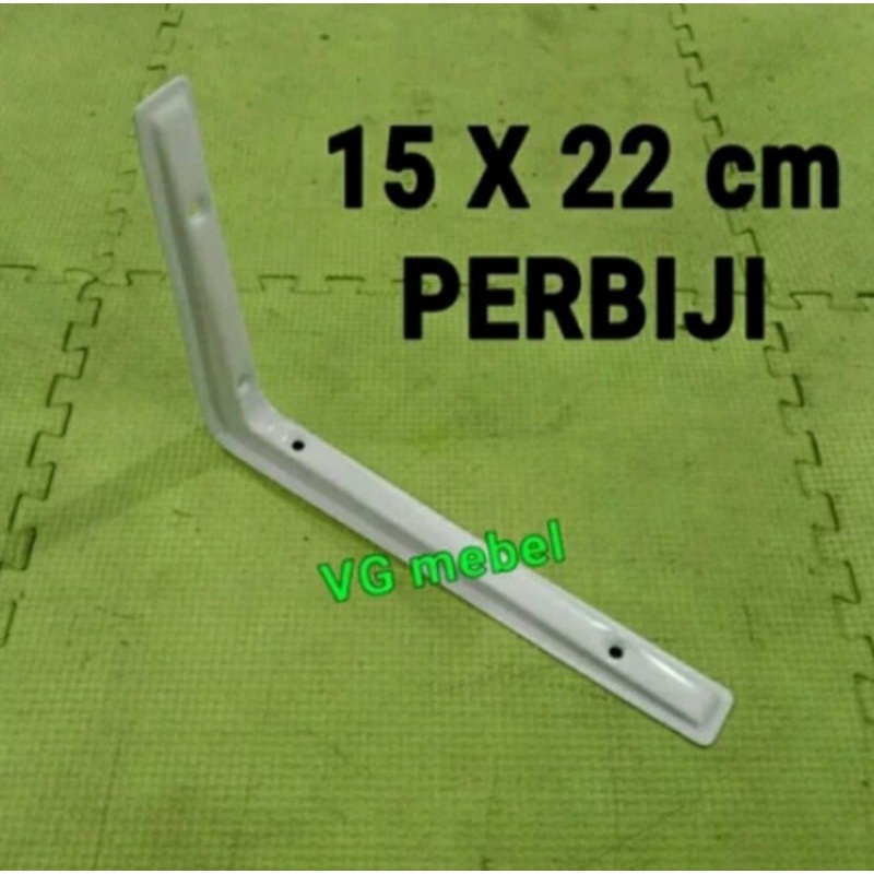 Jual Siku rak L tebal warna putih 150 x 220mm - Shelf braket putih 15 x ...