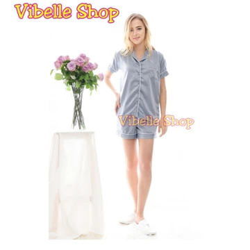 SATIN34 Satin Silky Velvet Premium Vibelle Shop Grosir Baju Tidur 3 4 Piyama Fashion