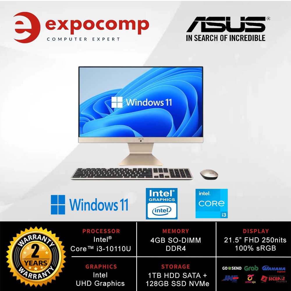 Jual ASUS PC ALL IN ONE V222FAK-BA3411W BLACK CORE i3-10110 | Shopee ...