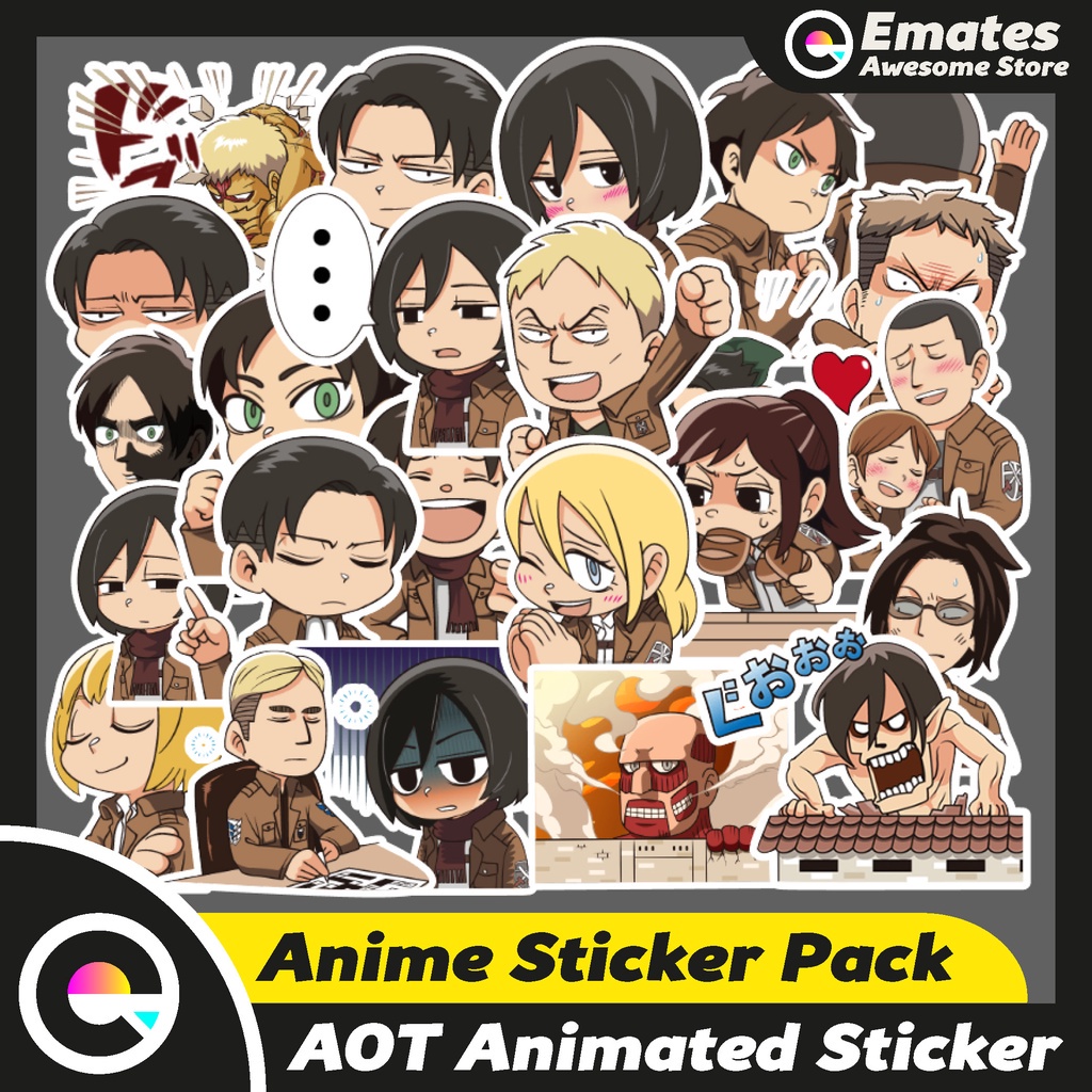 Jual [ISI 25 PCS] Stiker Sticker Anime Attack on Titan Animated ...