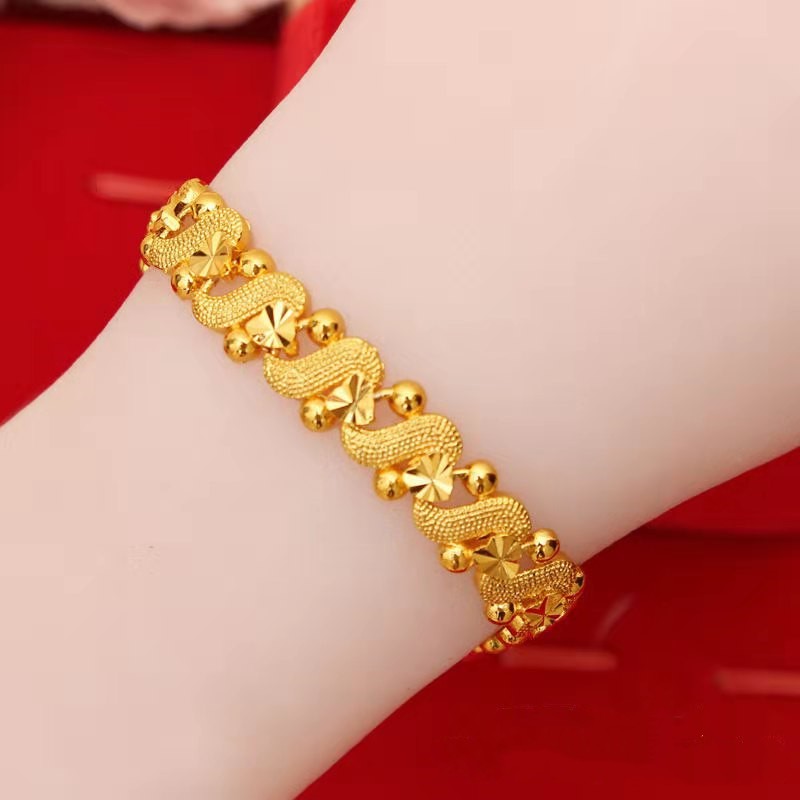 Jual Hong Kong Bebas Pajak Tipe S Gelang Emas Asli Fashion Wanita Emas