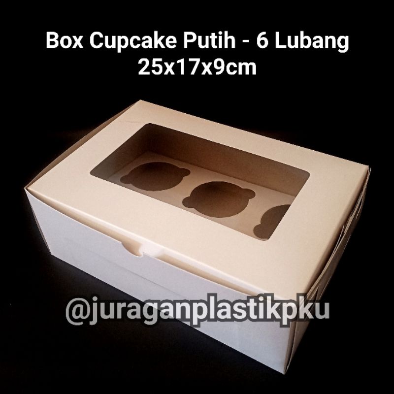Jual Box Putih Cupcake isi 6 Kemasan Dus Muffin / Pudding Kotak Ivory