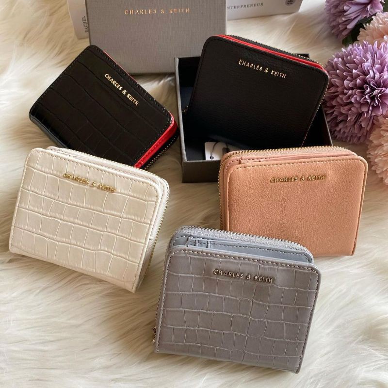 Jual Charles and Keith CrocEffect Small ZipAround Wallet Original